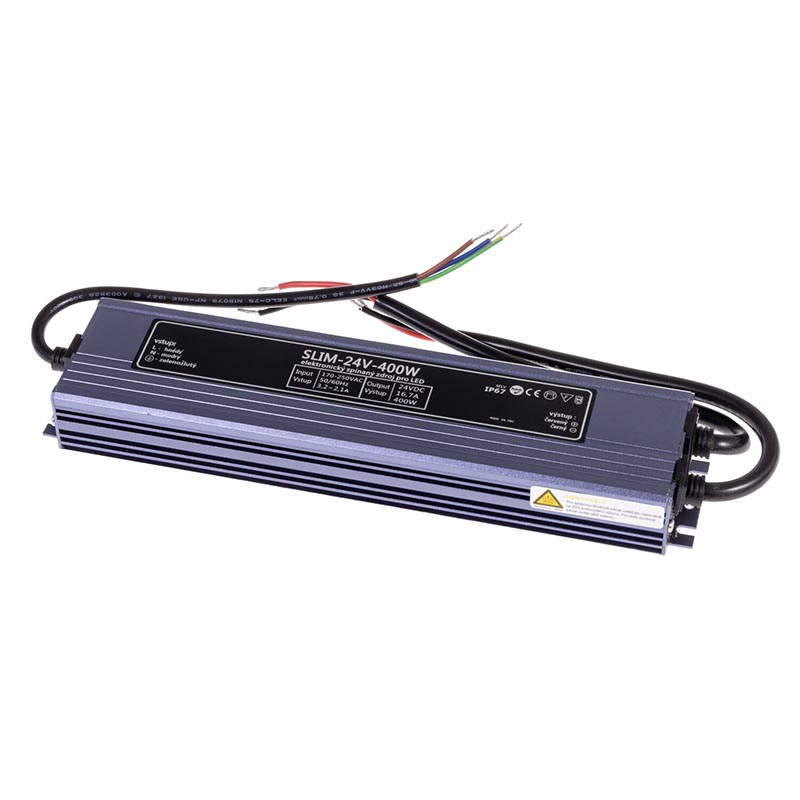 T-LED Trafo pro zapojení LED osvětlení 24V 400W SLIM voděodolné IP67 056233