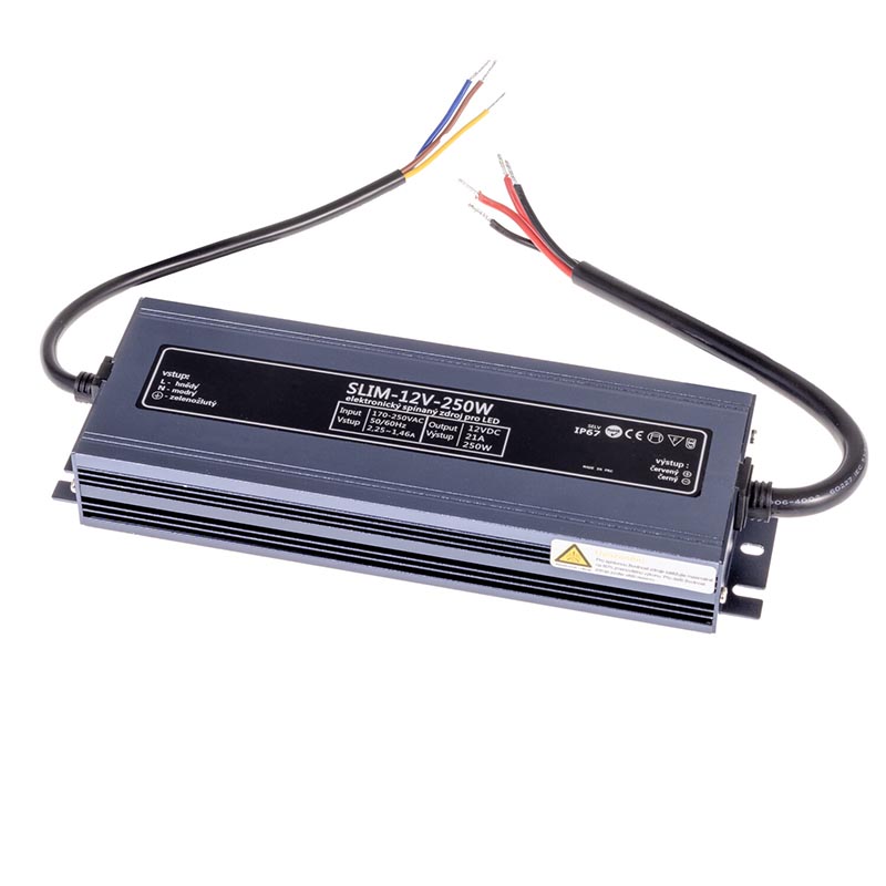 T-LED Trafo pro zapojení LED osvětlení 12V 250W SLIM voděodolné IP67 05611
