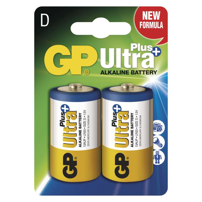 GP Alkalická baterie Ultra Plus LR20 (D) 2ks 1017412000
