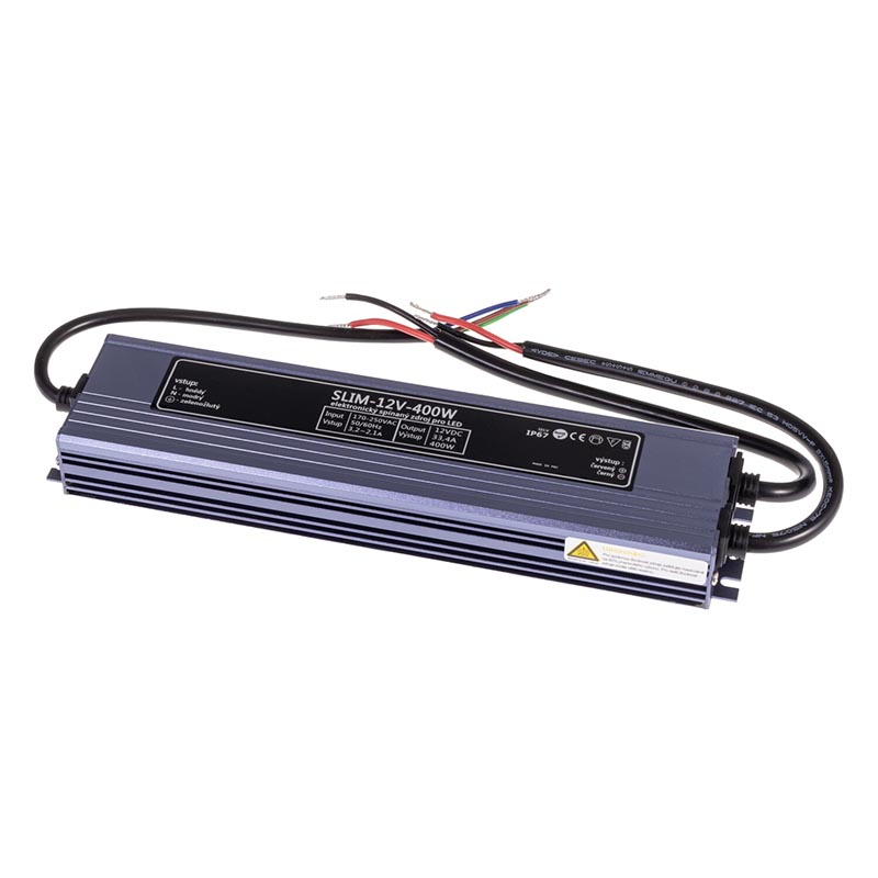 T-LED Trafo pro zapojení LED osvětlení 12V 400W SLIM voděodolné IP67 056133