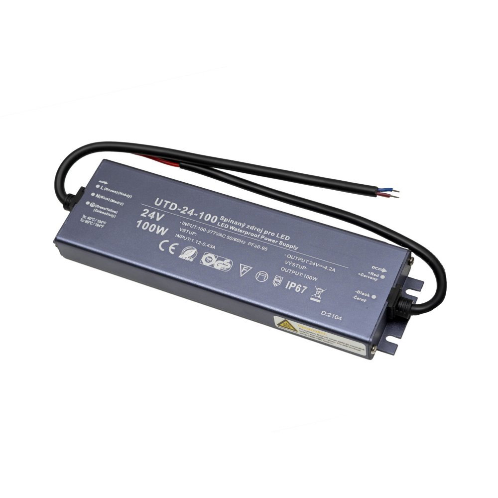 T-LED Trafo pro zapojení LED osvětlení 24V 100W UTD-24-100 voděodolné 056351