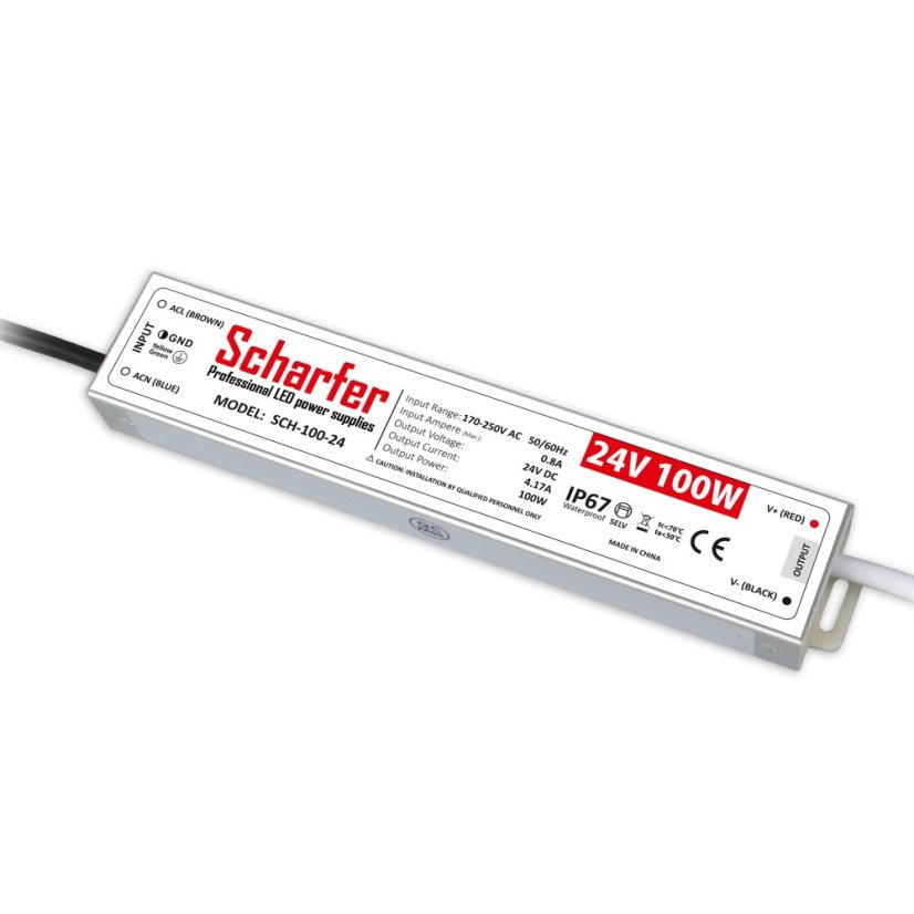 LED napájecí zdroj Scharfer 24V 100W SLIM IP67