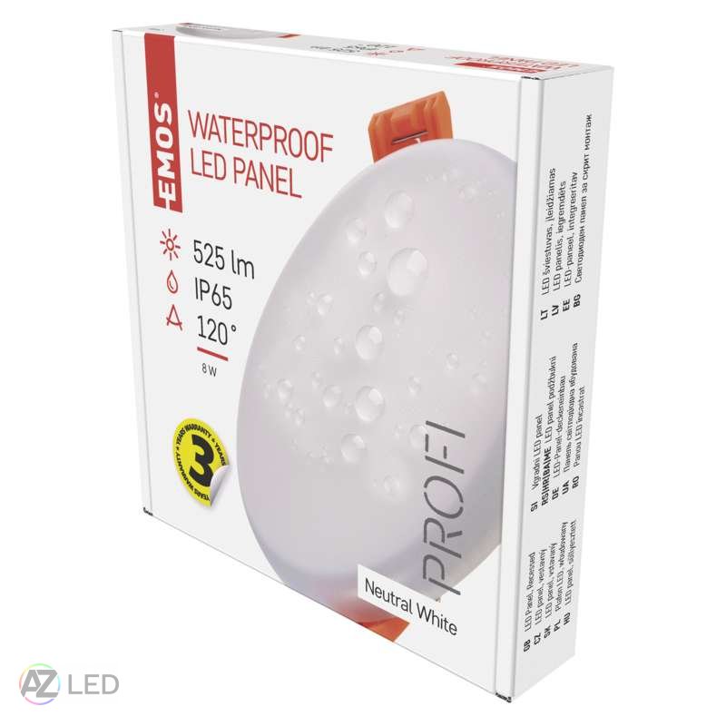 LED panel vestavný kulatý 8W 100mm IP65