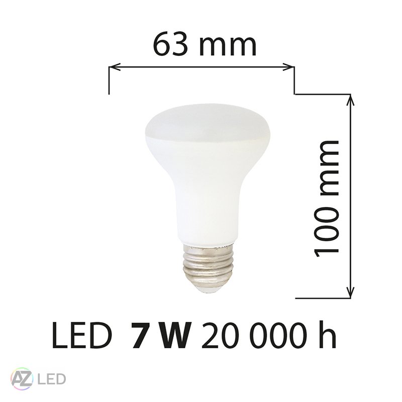 LED žárovka reflektor R63 7-60W 2700K 120° E27 rozměry