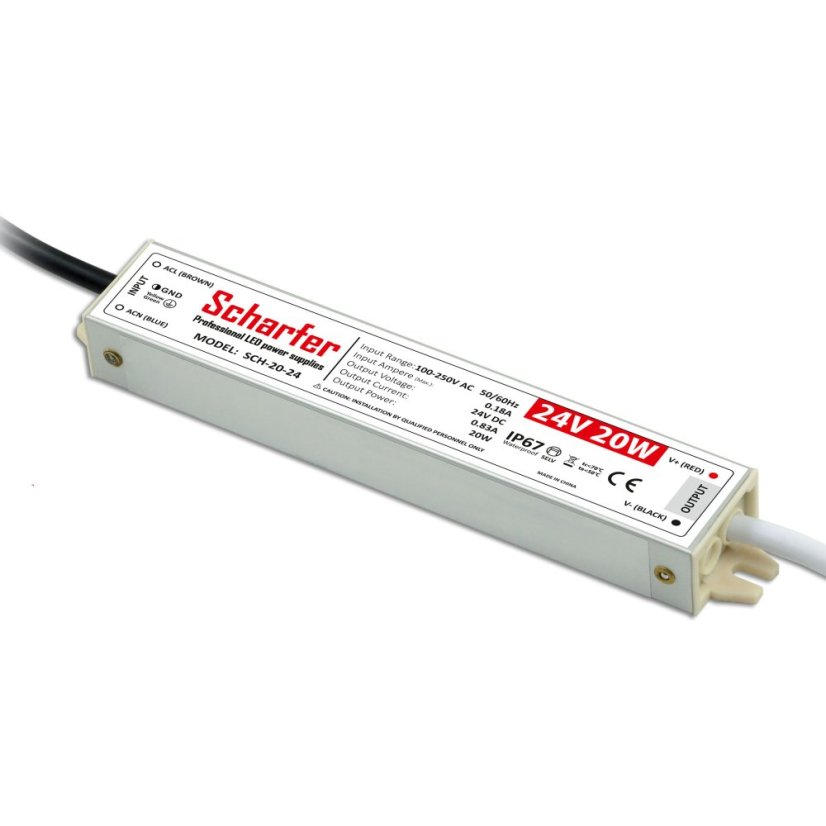 LED napájecí zdroj Scharfer 24V 20W SLIM IP67
