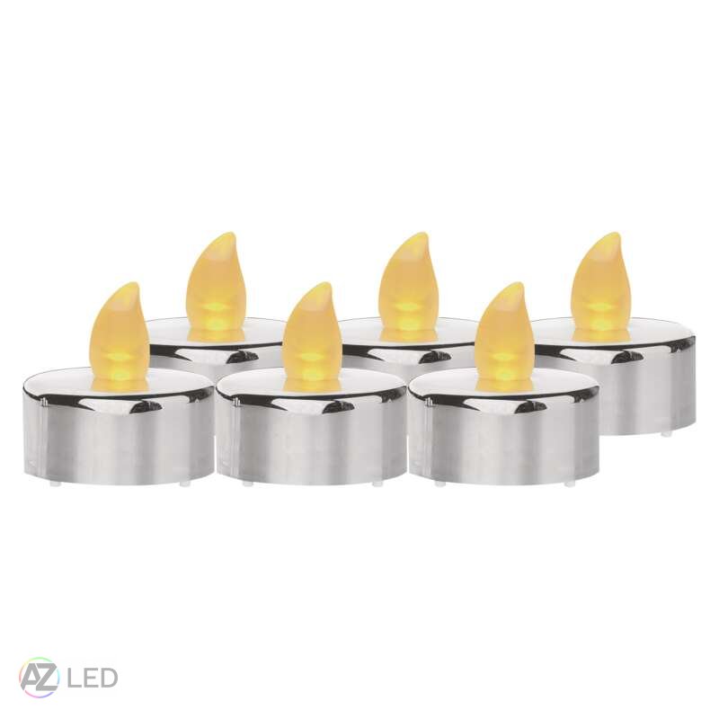 LED čajová svíčka stříbrná CR2032 6ks