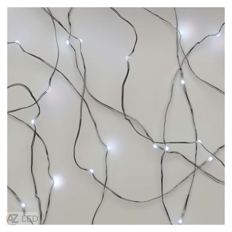 LED vánoční nano řetěz stříbrný 1,9 m vnitřní s časovačem studená bílá