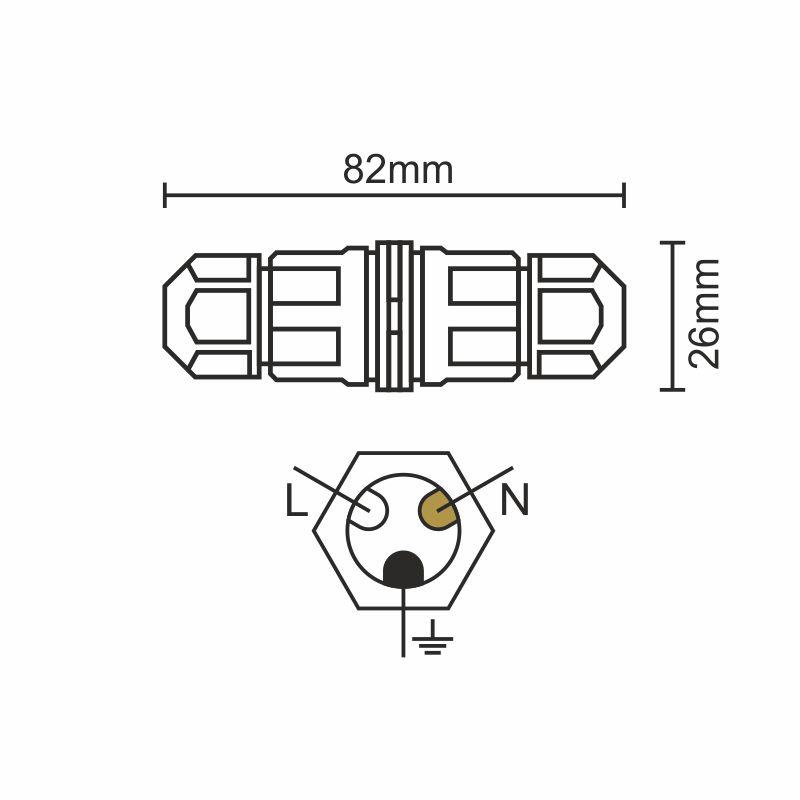 Kabelová spojka 3x1,5 mm IP67