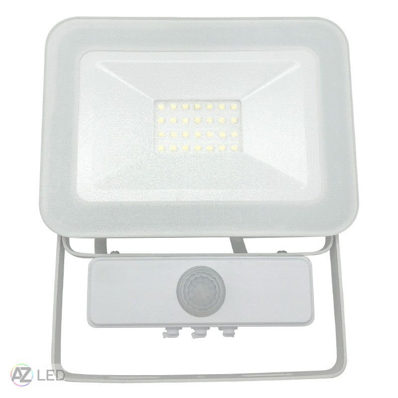 LED HQ reflektor 20W + PIR IP65 senzor 4000K - Barva: Bílá