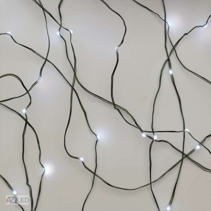 LED vánoční nano řetěz zelený 7,5 m venkovní s časovačem studená bílá