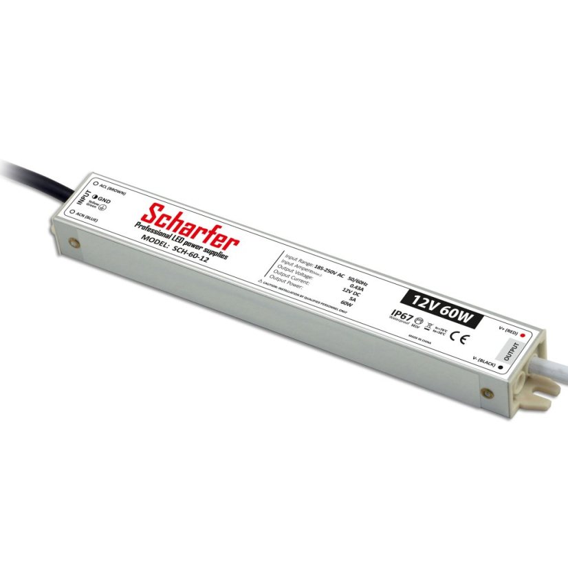 LED napájecí zdroj Scharfer 12V 60W SLIM IP67