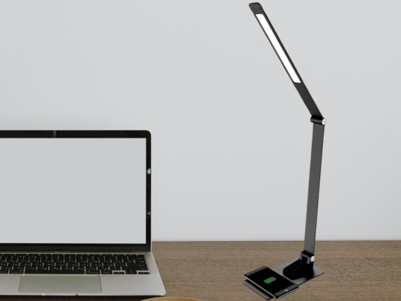 LED lampa JULIET stmívatelná s bezdrátovým nabíjením, časovačem a USB 12W