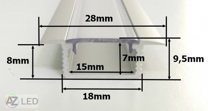 Vestavný LED profil - VP3B - Délka: 1000 mm