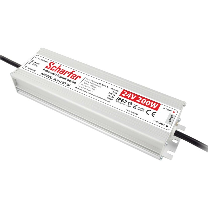 LED napájecí zdroj Scharfer 24V 200W SLIM IP67