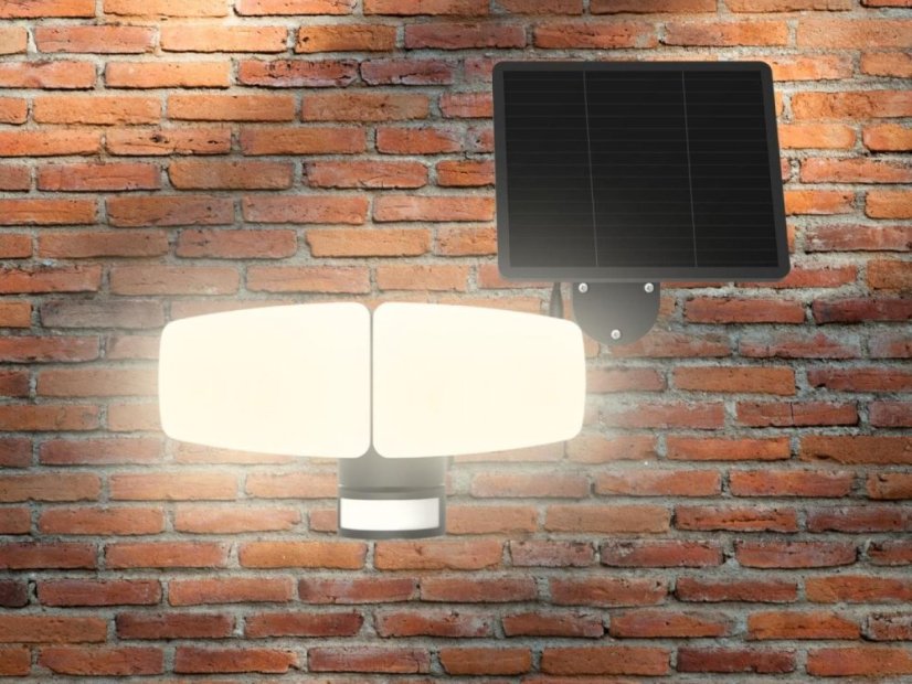 LED černé vnější solární svítidlo se senzorem 12W 3000K - 4100K - 6500K LS023