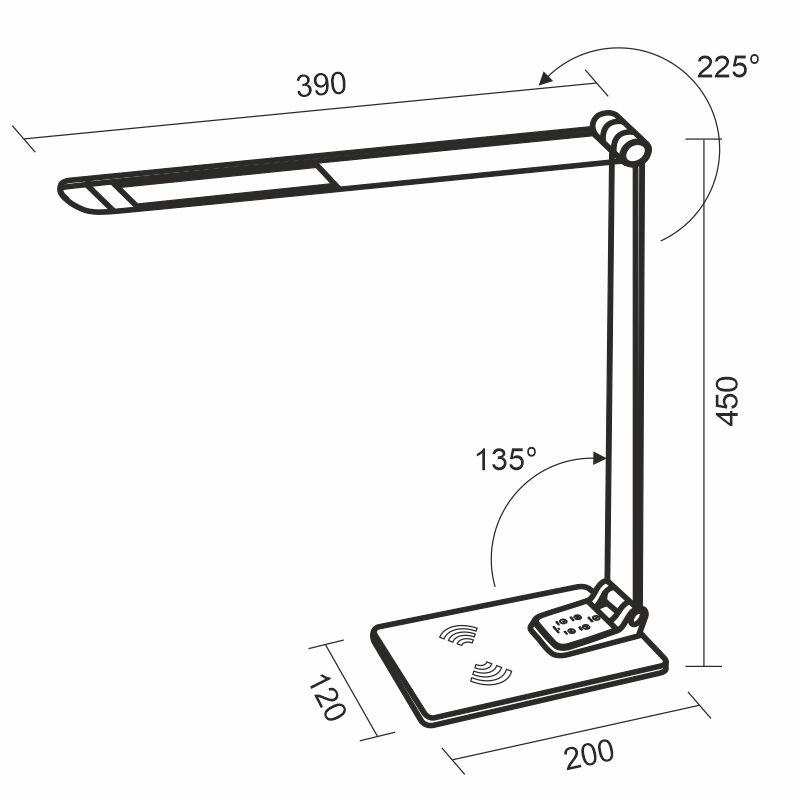 LED lampa JULIET stmívatelná s bezdrátovým nabíjením, časovačem a USB 12W