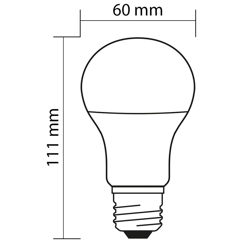 LED žárovka 6,5-40W 2700K 180° E27 rozměry