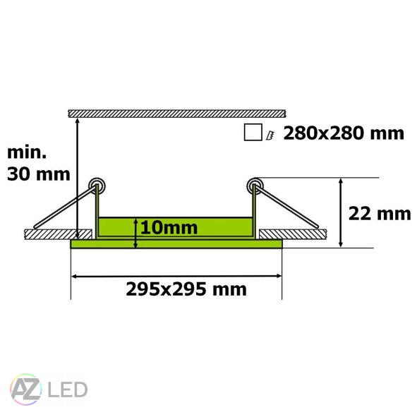 LED panel čtverec do podhledu 24W 300x300mm - Barva světla: Denní bílá