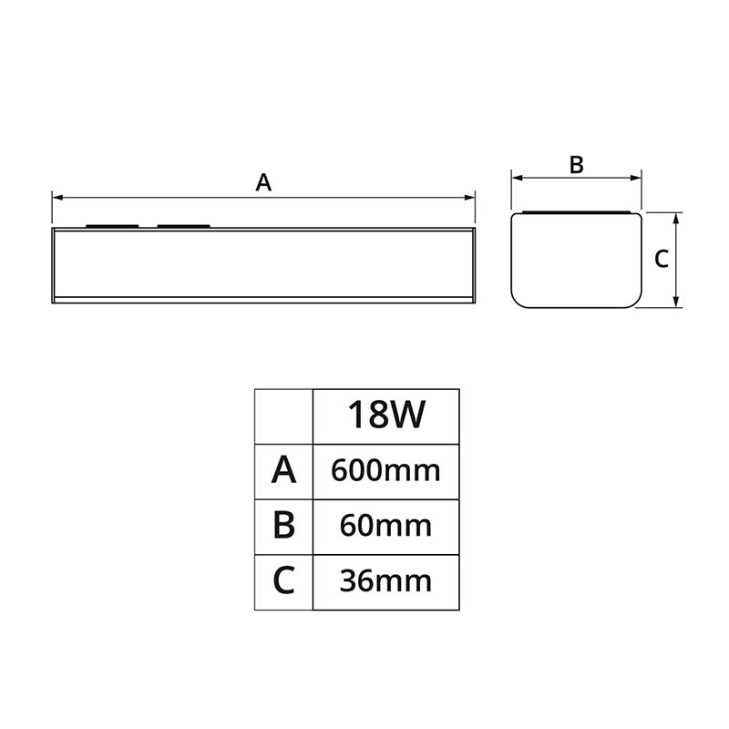 LED lineární svítidlo BAGON B60 přisazené 18W 60cm