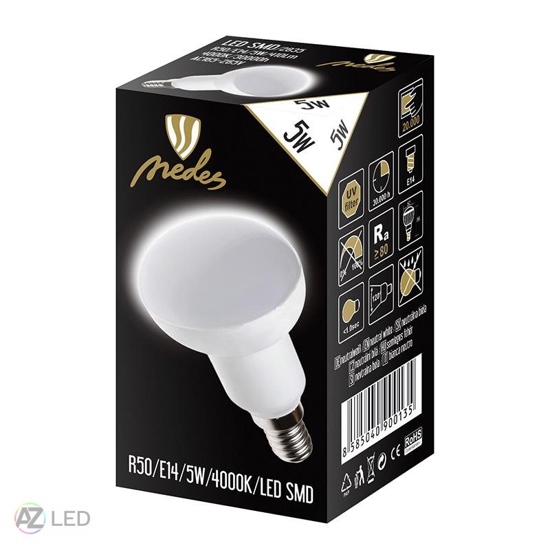 LED žárovka 5W-50W R50 120° E14 matná - Barva světla: Teplá bílá