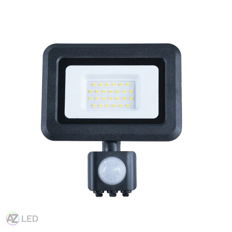 LED reflektor 20W IP44 + PIR senzor 4000K černý
