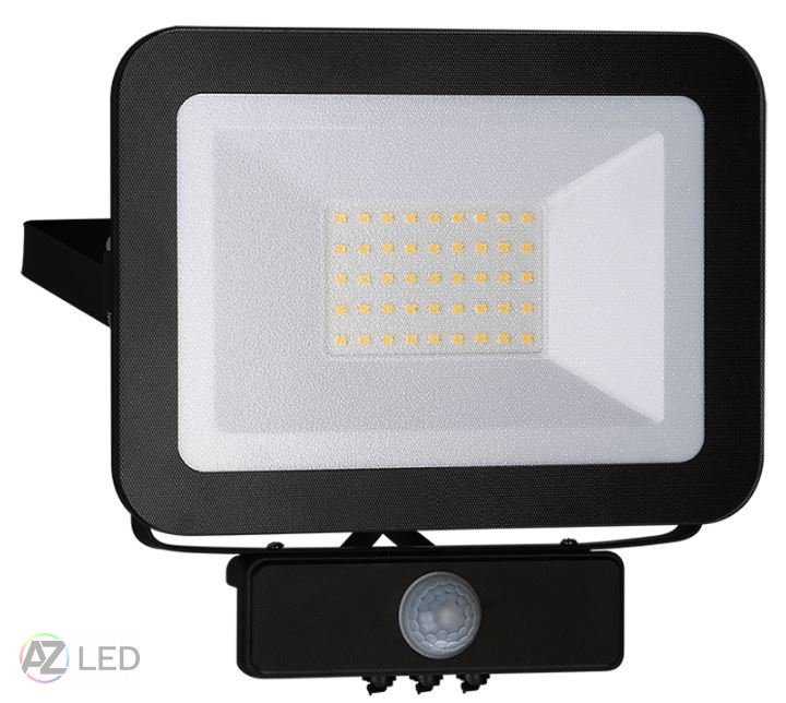 LED reflektor Slim 30W 4000K IP65 s PIR čidlem černý