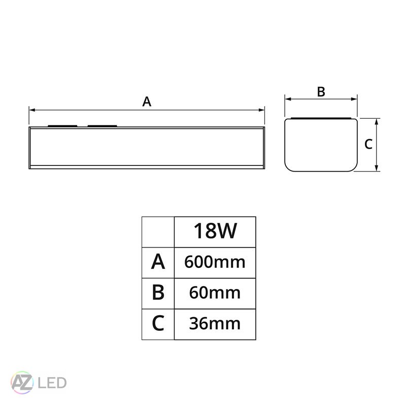 LED lineární svítidlo BAGON W60 přisazené 18W 60cm