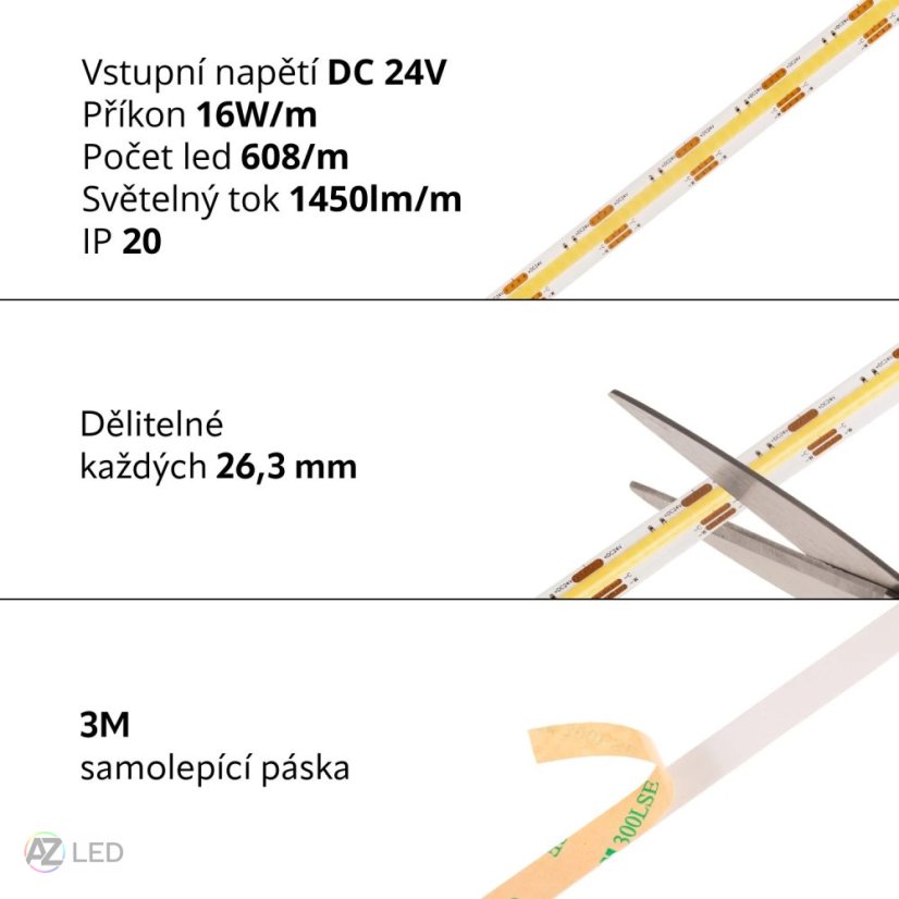 LED pásek CCT COB 24CCT16-COB-CRI95