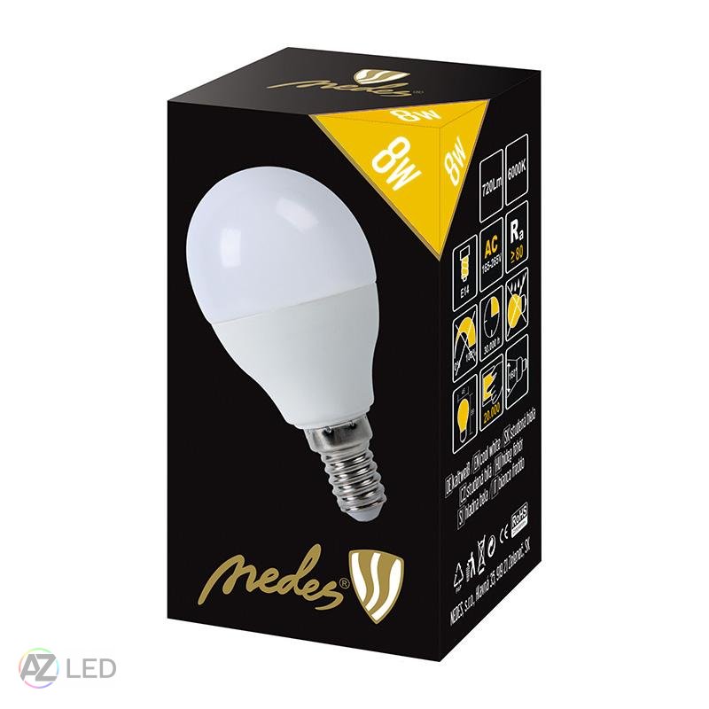 LED žárovka 8W-65W G45 160° E14 matná - Barva světla: Studená bílá