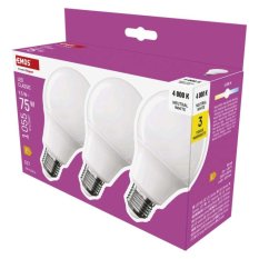 Multipack LED žárovek Emos Classic E27 A60 9,5W (3ks)