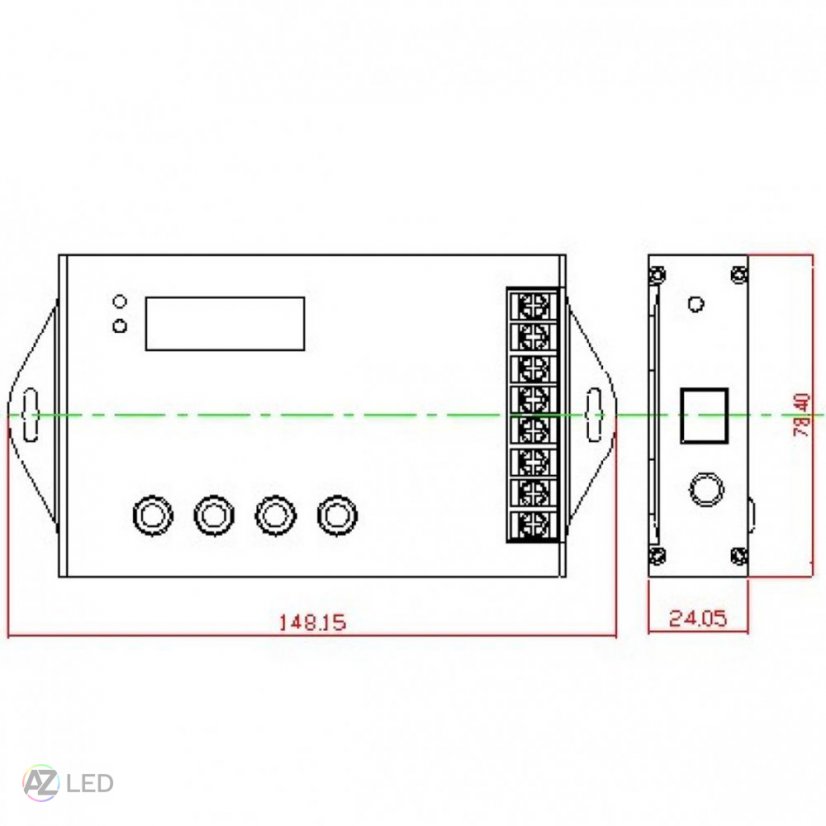Programovatelný ovladač USB 5CH 20A pro LED rozměry