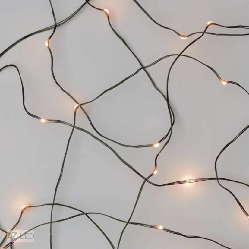 LED vánoční nano řetěz zelený 15m venkovní s časovačem