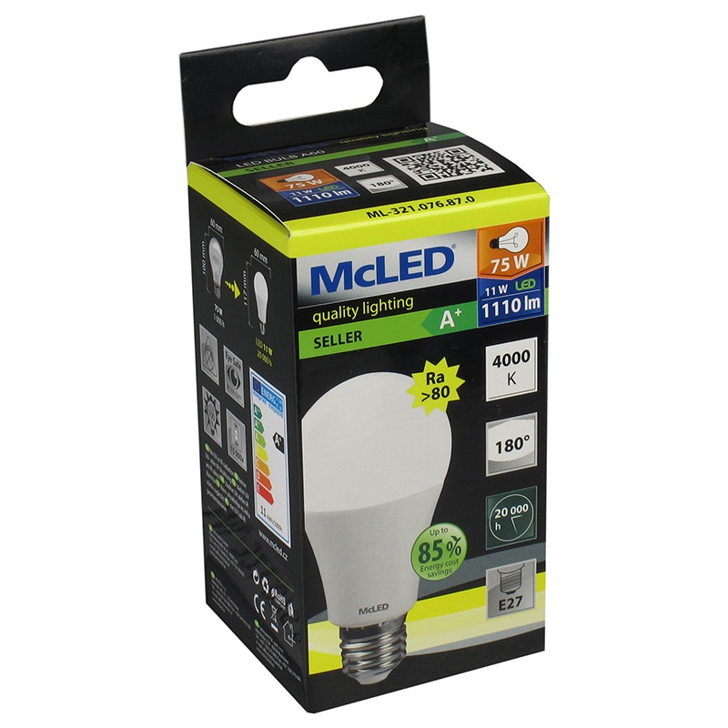 LED žárovka 11-75W 4000K 180° E27 krabička