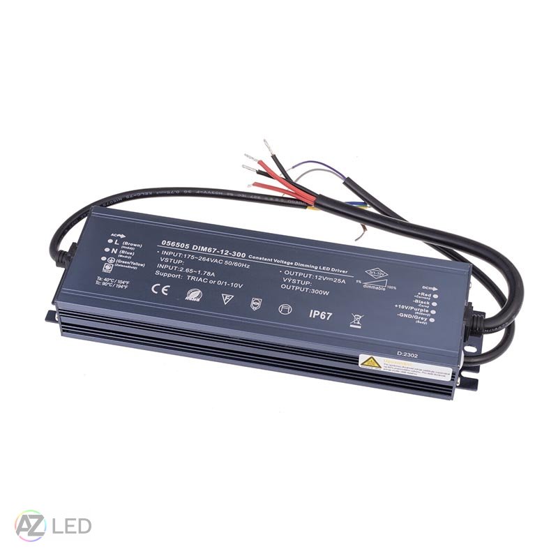 LED stmívatelné trafo DIM67 12V 300W SLIM voděodolné IP67