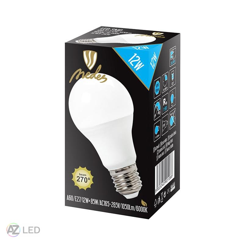 LED žárovka A60 12-85W 270° E27 - Barva světla: Studená bílá
