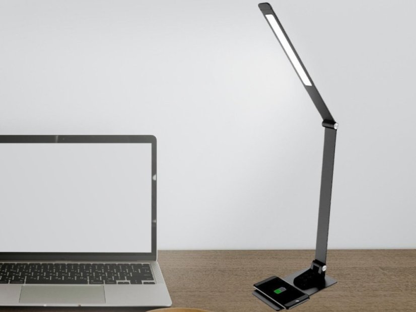 LED lampa JULIET stmívatelná s bezdrátovým nabíjením, časovačem a USB 12W