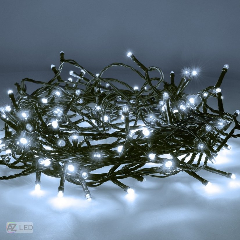 LED Vánoční řetěz Noel zelený 4m vnitřní studená bílá