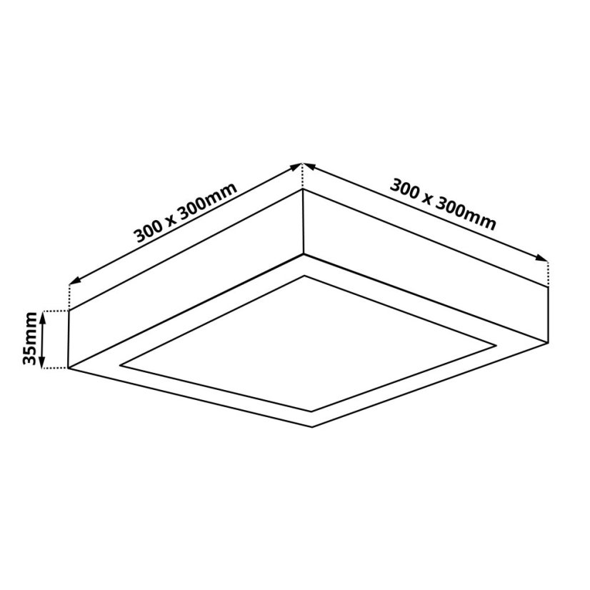 LED panel BPS24 čtvercový 24W 30x30cm černý - Barva světla: Teplá bílá