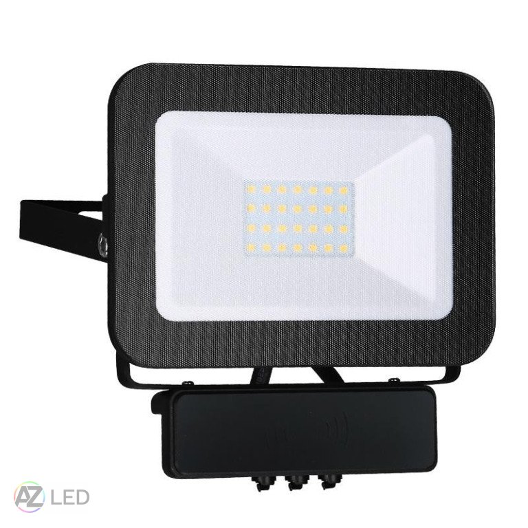 LED HQ reflektor 20W 4000K + micro senzor černý