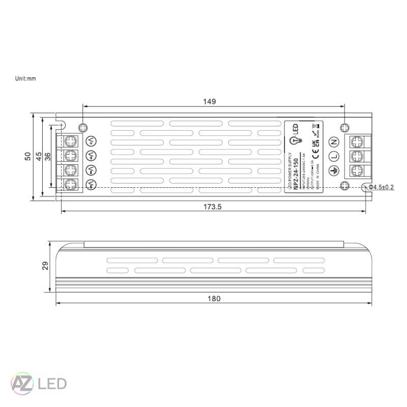 Trafo pro zapojení LED osvětlení 24V 150W NPZ-24-150 vnitřní