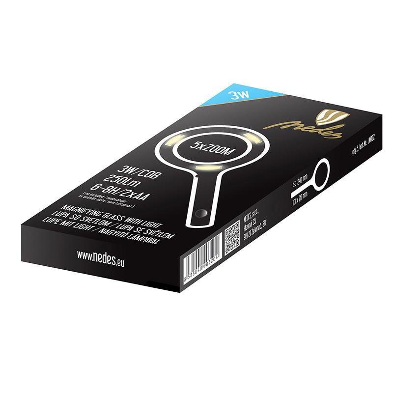 Lupa 5 x ZOOM s LED světlem LM102