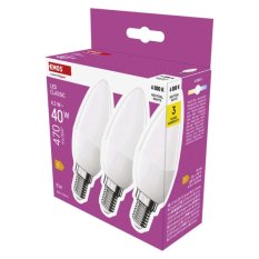 Multipack LED žárovek Emos Classic E14 svíčka 4,2W (3ks)