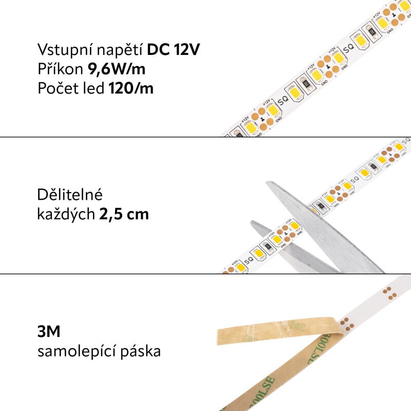 LED pásek 9,6W SQ3-600 vnitřní