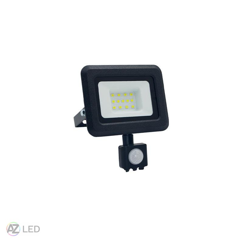 LED reflektor 10W IP44 + PIR senzor 4000K černý
