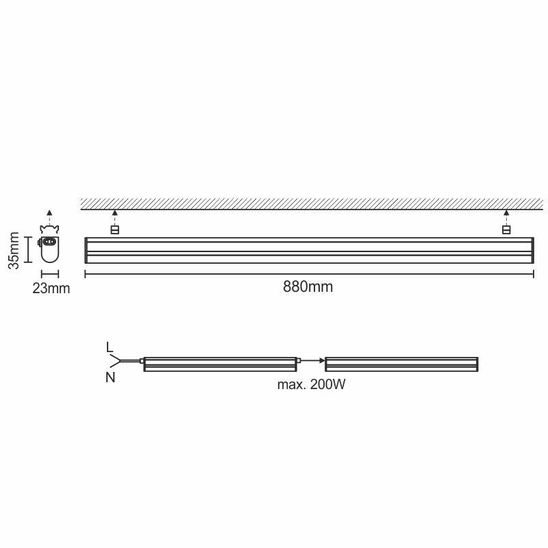 LED svítidlo T5 12W 4000K 880mm s vypínačem