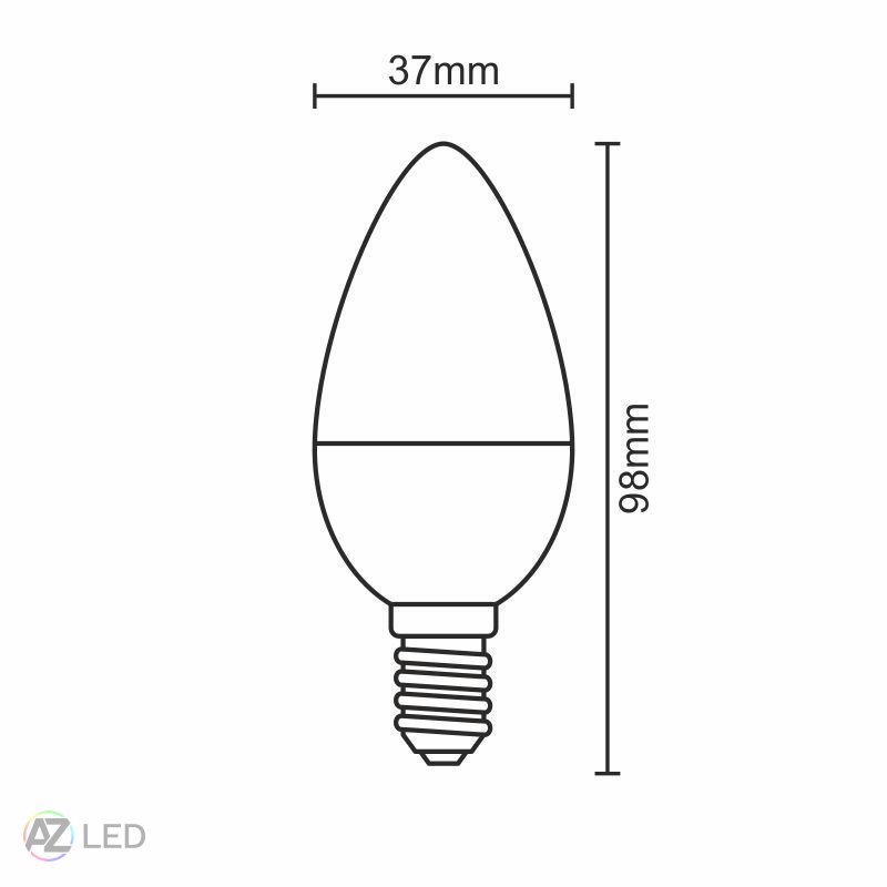LED žárovka svíce 5W-50W C37 160° E14 matná