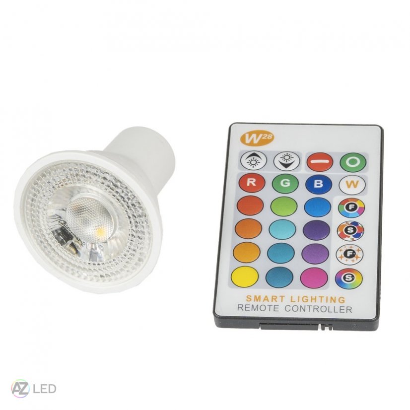 LED žárovka RGBW GU10 5W 60° - Barva světla: RGB + Studená bílá