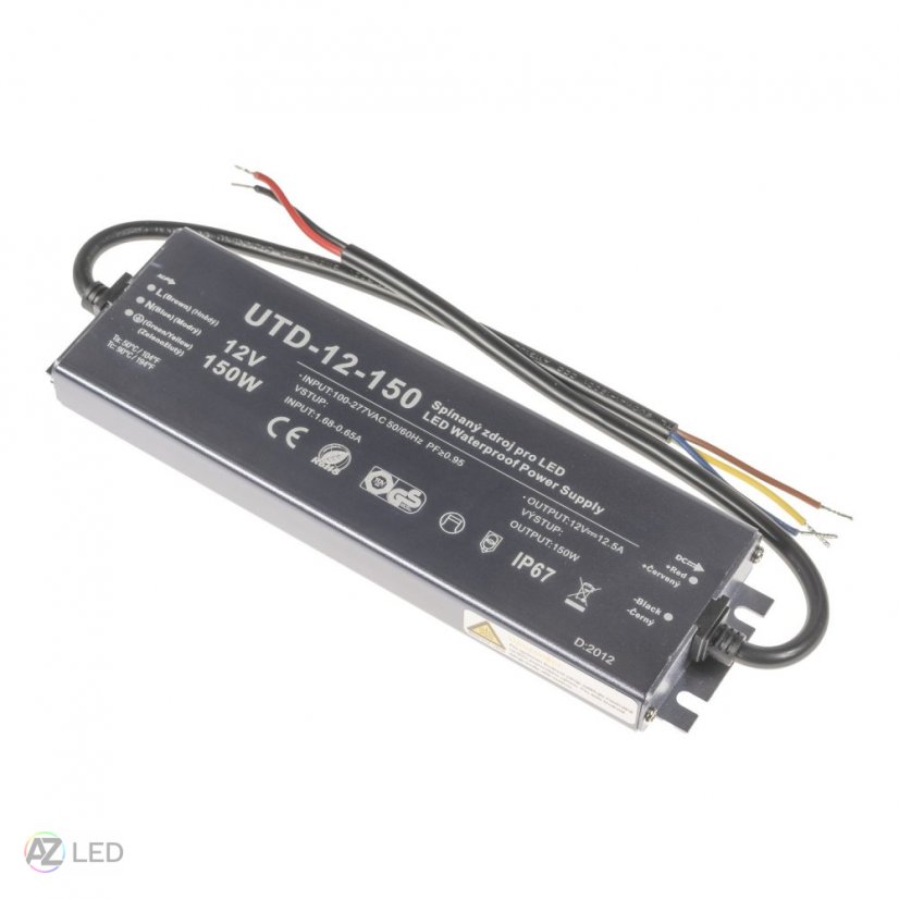 Trafo pro zapojení LED osvětlení 12V 150W UTD-12-150 voděodolné IP67