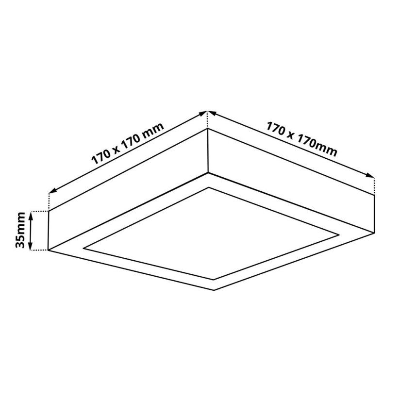LED panel BPS12 čtvercový 12W 170x170mm černý - Barva světla: Teplá bílá