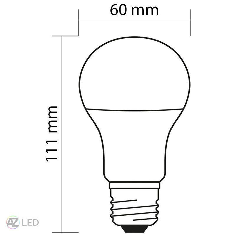 LED žárovka 6,5-40W 2700K 180° E27 rozměry